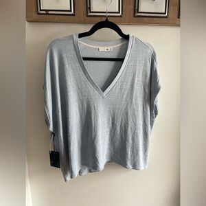 Wilfred Light Blue V-Neck Short Sleeve Top